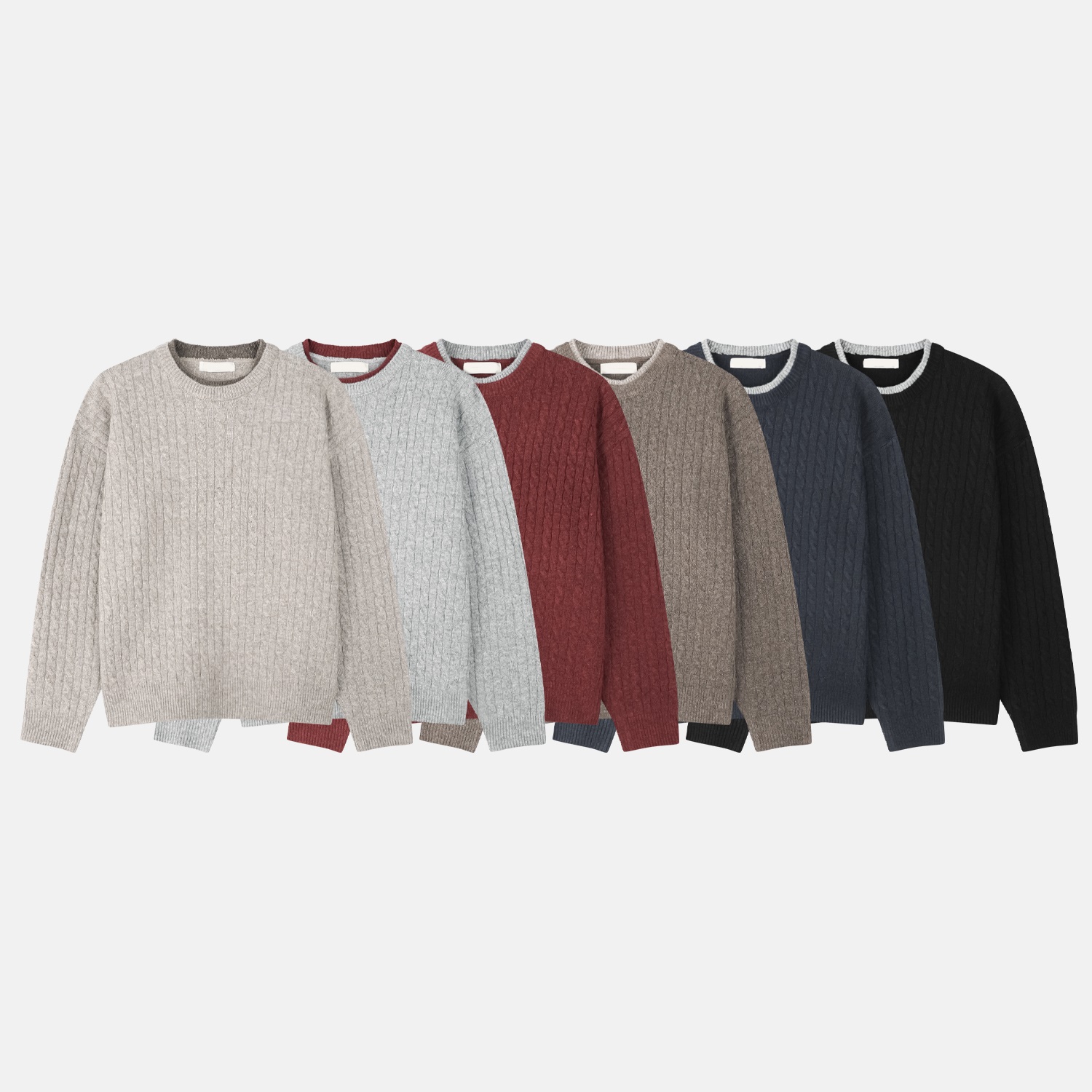 어블 라운드 배색 케이블 크롭 니트 (6color)