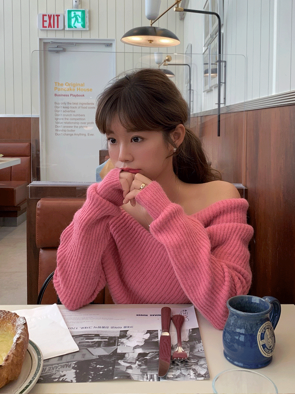 Wrapped Off Shoulder wrap off shoulder knit (4color) - 에이블리