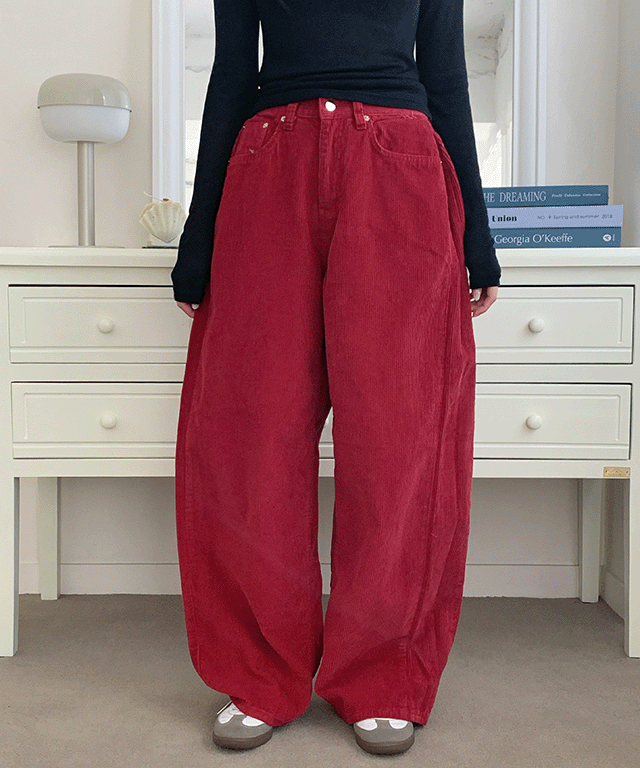 [골반뽕팬츠👍/ootj/oot] 골반 사이드핀턱 골덴 와이드팬츠 [3colors]