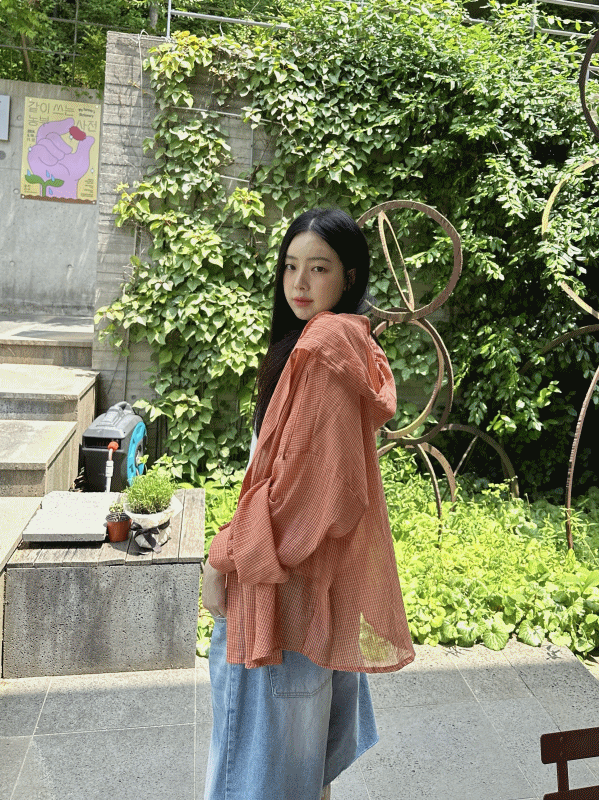 Boxy fit check hoodie shirts 