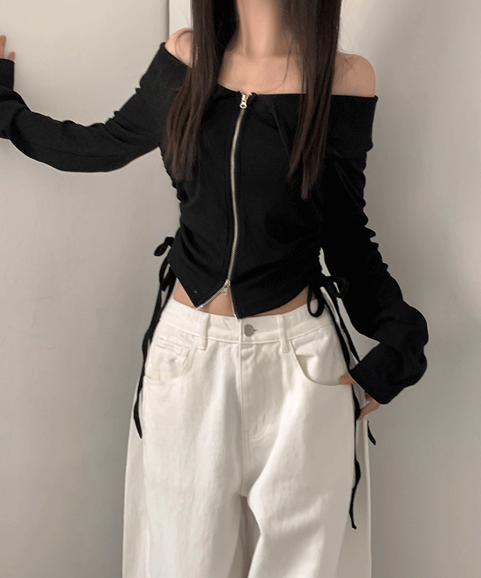 [투웨이/집업] 루비 투웨이 카라 오프숄더 스트링