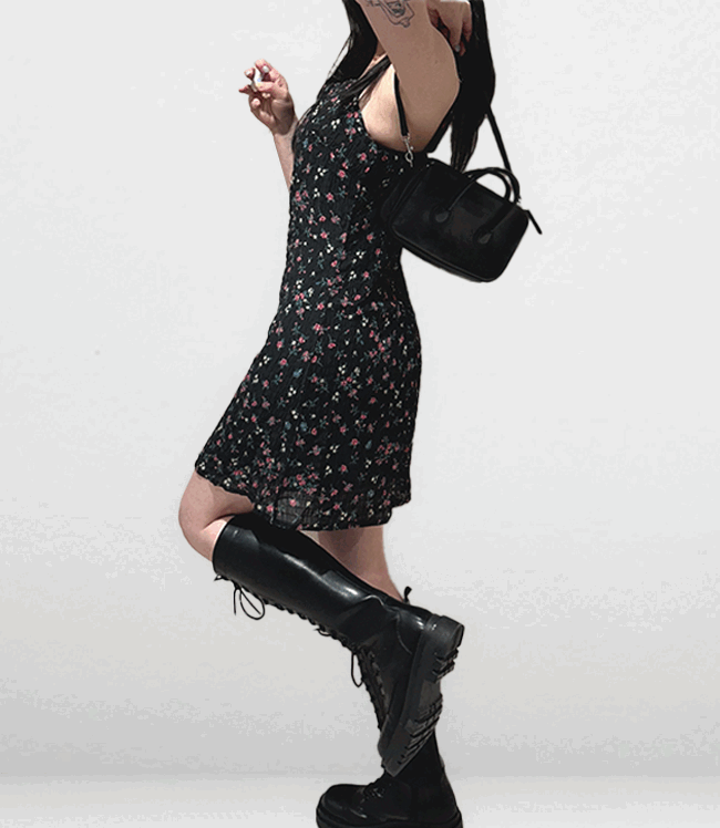  3colors spring flower pattern dress 